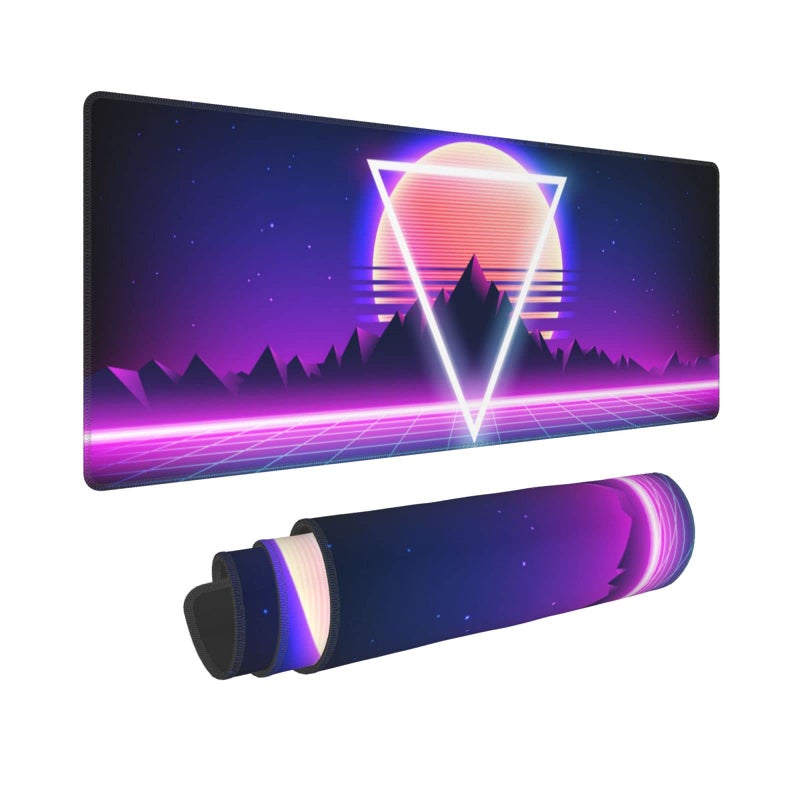 Echoserein لوحة ماوس ألعاب رائعة Synthwave وRetrowave مقاس كبير XL بساط مكتب طويل ممتد لوحة ماوس كبيرة لإكسسوارات ديكور المكتب المنزلي 31.5 × 11.8 بوصة - Image 1